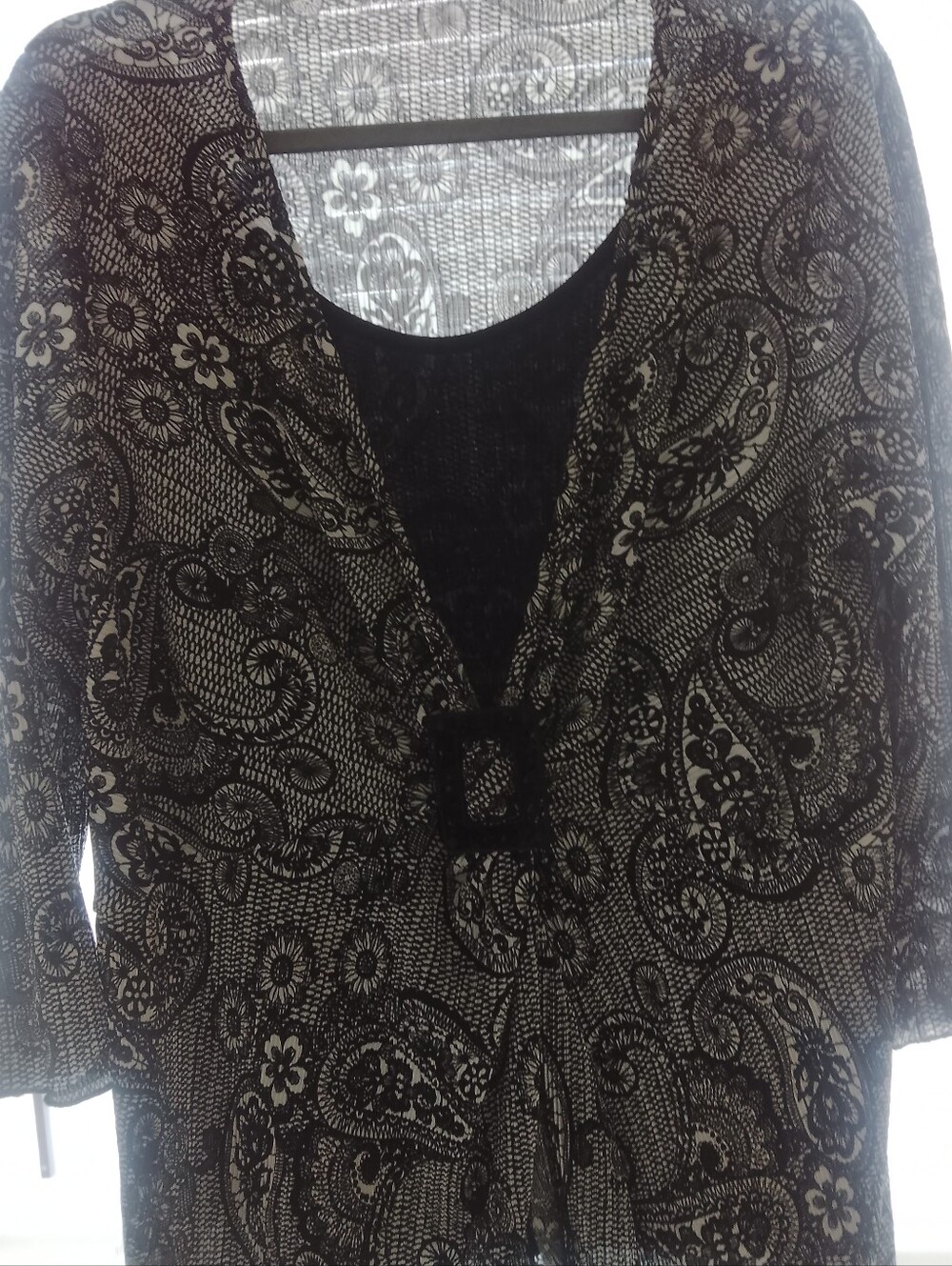 Black and White Paisley Overlay Blouse